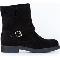 Czarne botki Zapato z weluru z płaską podeszwą