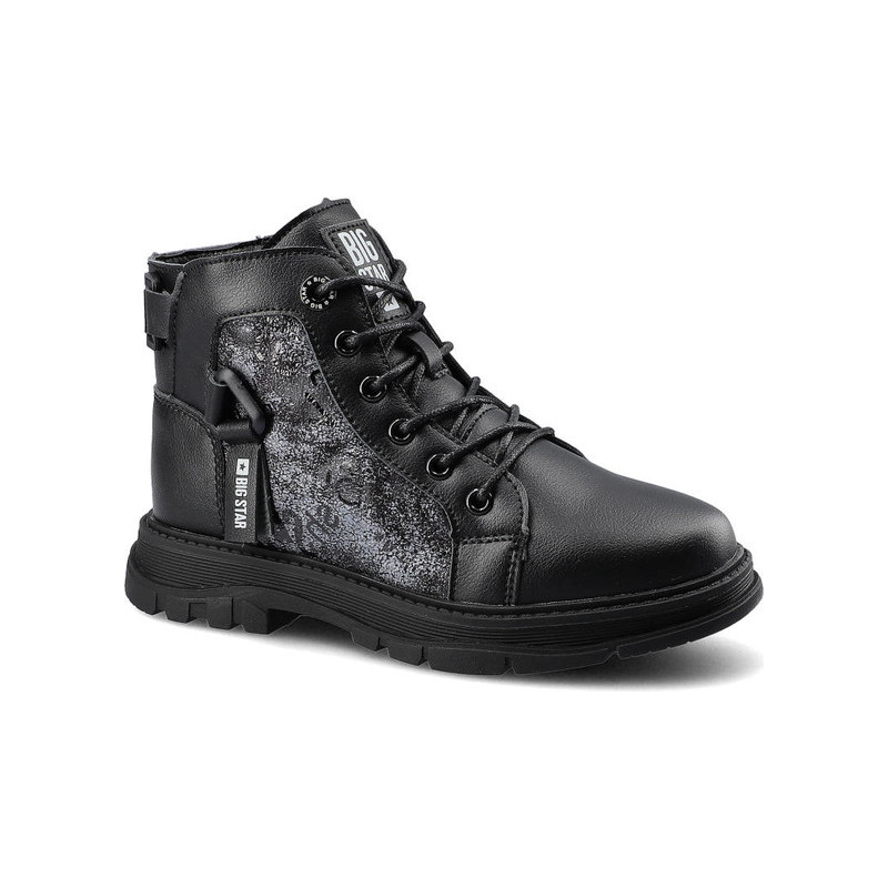 Czarne buty dziecięce zimowe Big Star sznurowane