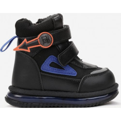 Czarne buty dziecięce zimowe born2be na rzepy
