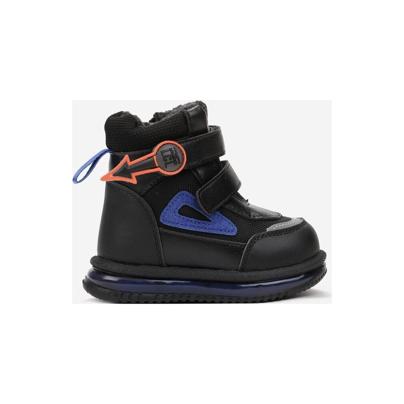 Czarne buty dziecięce zimowe born2be na rzepy