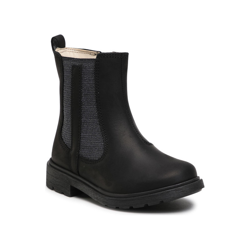 Czarne buty dziecięce zimowe Clarks dla dziewczynek na zamek