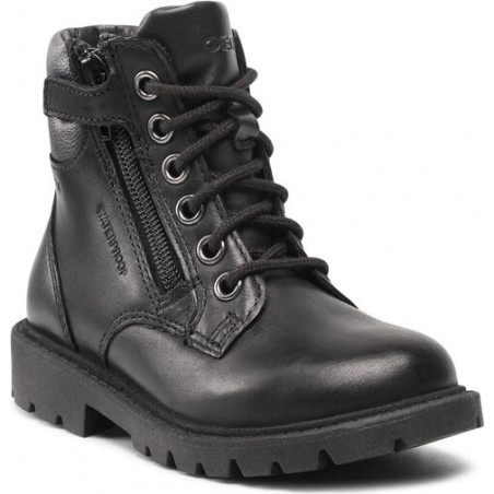 Czarne buty dziecięce zimowe Geox sznurowane