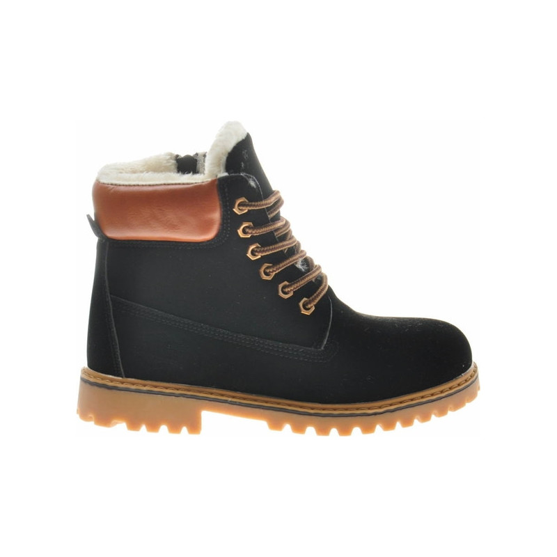 Czarne buty dziecięce zimowe Pantofelek24 sznurowane