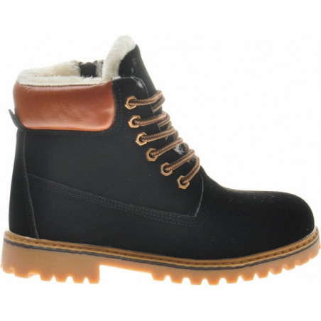 Czarne buty dziecięce zimowe Pantofelek24 sznurowane