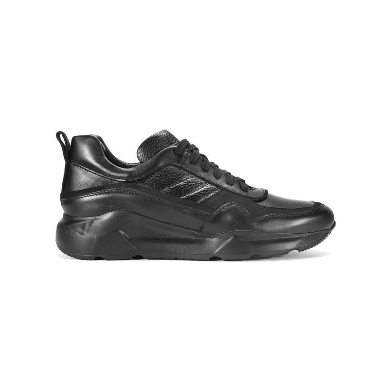 Czarne buty sportowe Domeno ze skóry sznurowane