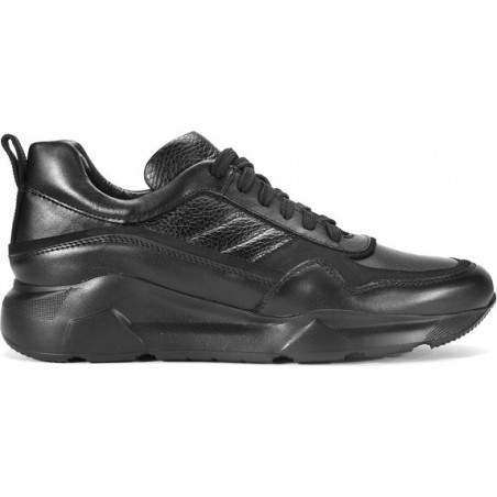 Czarne buty sportowe Domeno ze skóry sznurowane