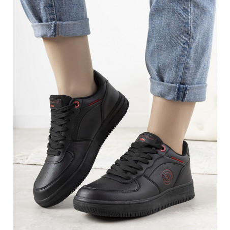 Czarne buty sportowe Gemre.com.pl w sportowym stylu sznurowane