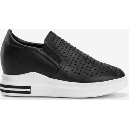 Czarne buty sportowe Gemre.com.pl ze skóry w sportowym stylu