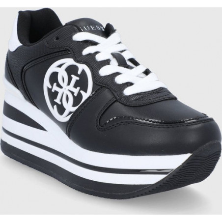 Czarne buty sportowe Guess w sportowym stylu na platformie sznurowane