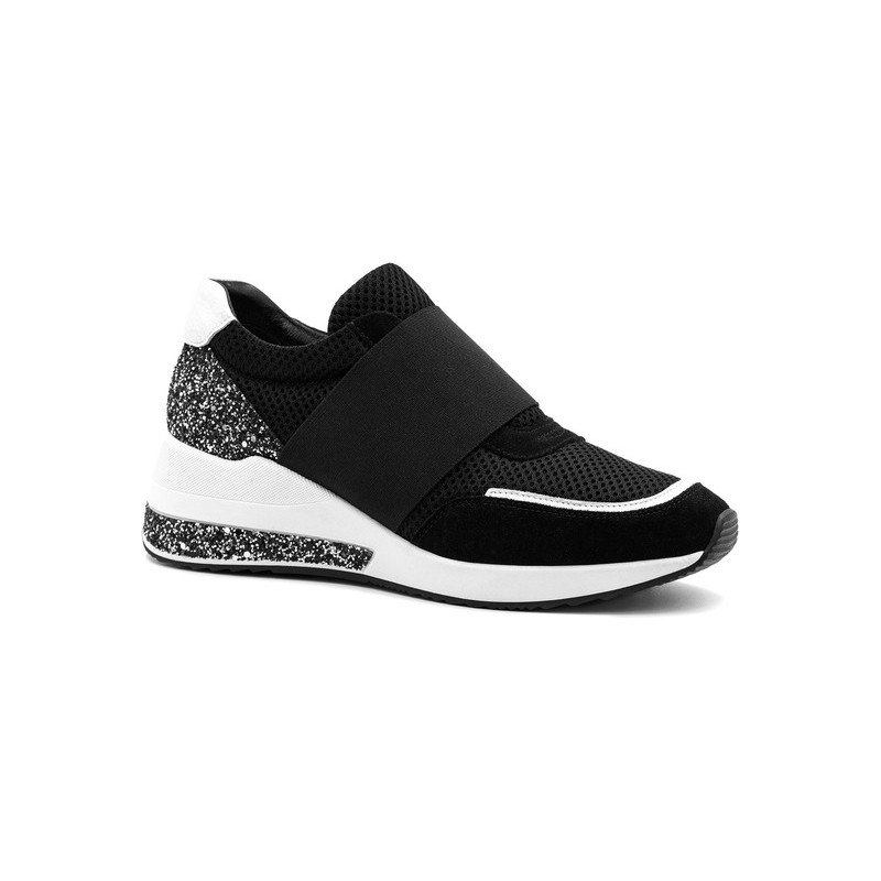 Czarne buty sportowe Neścior z płaską podeszwą z weluru