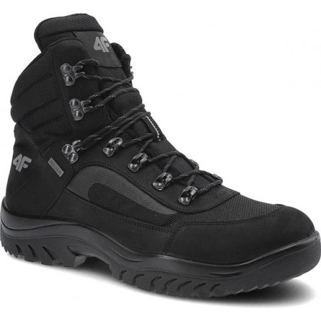 Czarne buty trekkingowe 4F sznurowane z nubuku