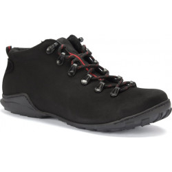 Czarne buty trekkingowe Domeno sznurowane ze skóry