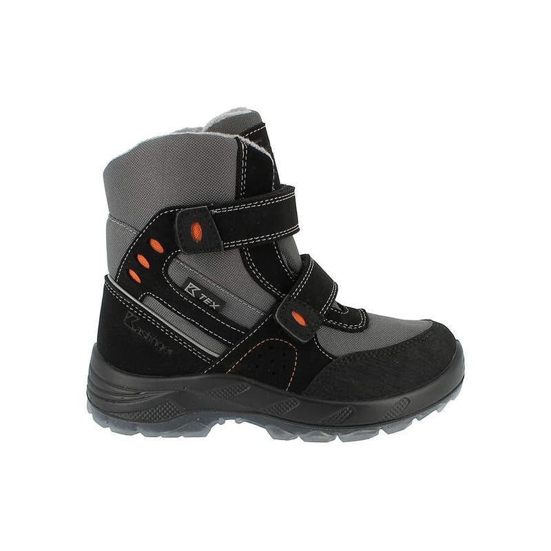Czarne buty trekkingowe dziecięce Kastinger na rzepy ze skóry