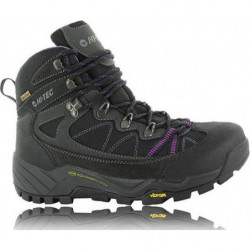 Czarne buty trekkingowe Hi-Tec z zamszu z płaską podeszwą