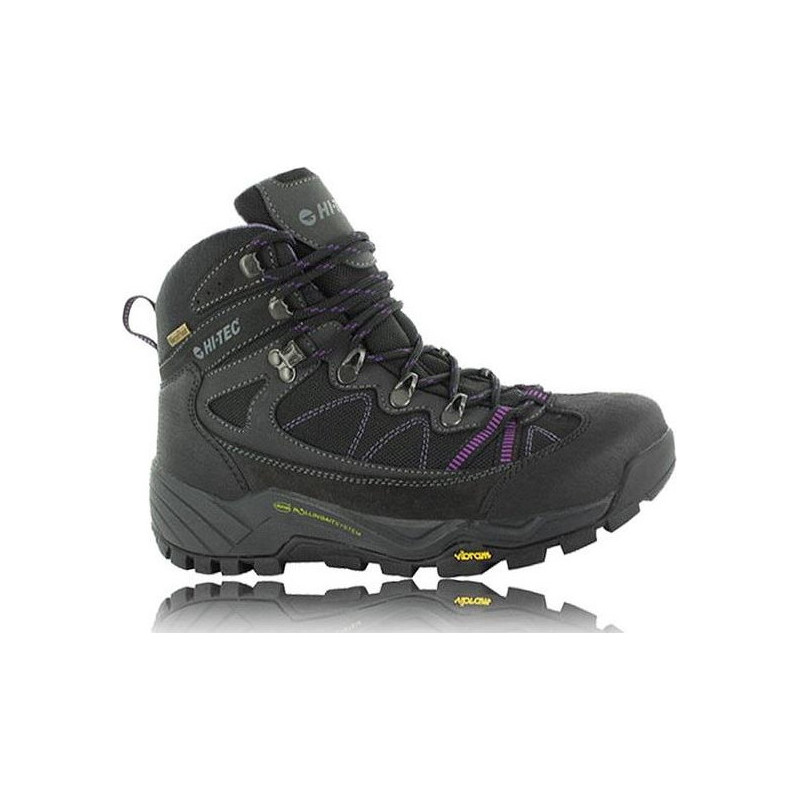 Czarne buty trekkingowe Hi-Tec z zamszu z płaską podeszwą