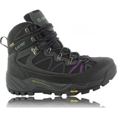 Czarne buty trekkingowe Hi-Tec z zamszu z płaską podeszwą