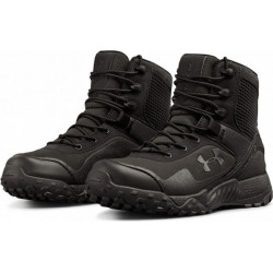 Czarne buty trekkingowe Under Armour ze skóry sznurowane z płaską podeszwą