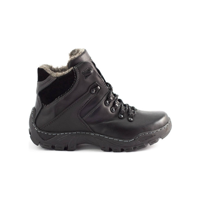 Czarne buty zimowe Buty Olivier w sportowym stylu