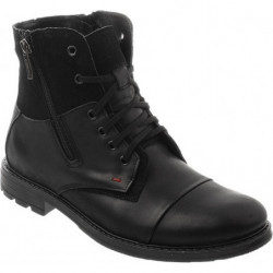 Czarne buty zimowe Komodo w stylu casual sznurowane ze skóry