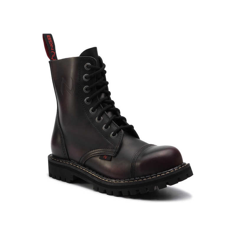 Czarne buty zimowe NAGABA ze skóry w militarnym stylu