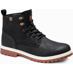 Czarne buty zimowe Ombre sznurowane