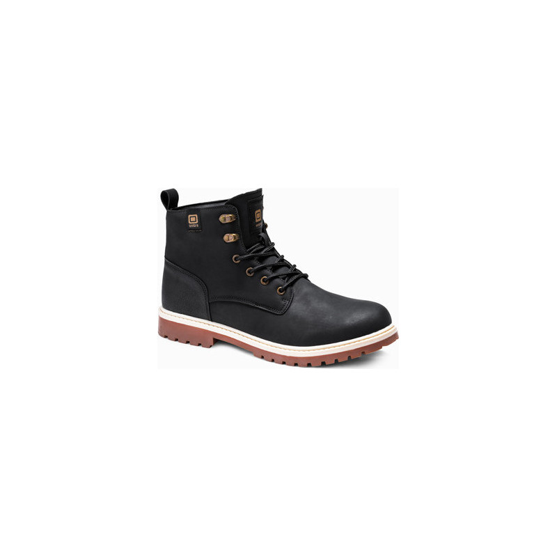 Czarne buty zimowe Ombre sznurowane