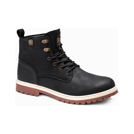 Czarne buty zimowe Ombre sznurowane