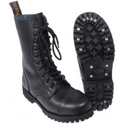Czarne buty zimowe Pure Trash w militarnym stylu ze skóry