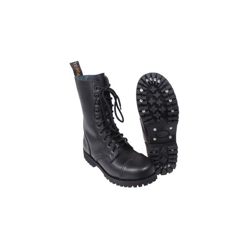 Czarne buty zimowe Pure Trash w militarnym stylu ze skóry