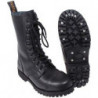 Czarne buty zimowe Pure Trash w militarnym stylu ze skóry