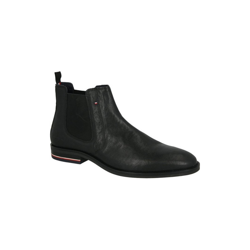 Czarne buty zimowe Tommy Hilfiger ze skóry