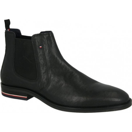 Czarne buty zimowe Tommy Hilfiger ze skóry