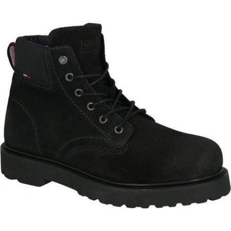 Czarne buty zimowe Tommy Jeans ze skóry w stylu casual