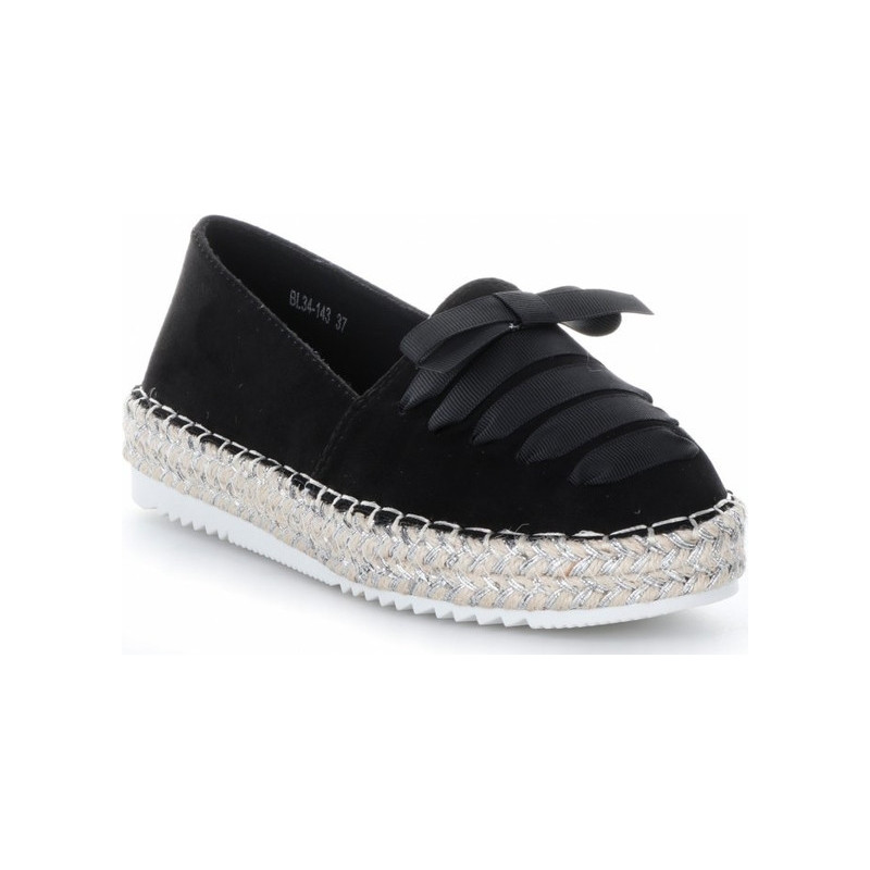 Czarne espadryle Belluci w stylu retro