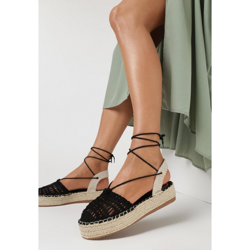 Czarne espadryle born2be z tkaniny