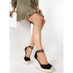 Czarne espadryle born2be z tkaniny w stylu boho