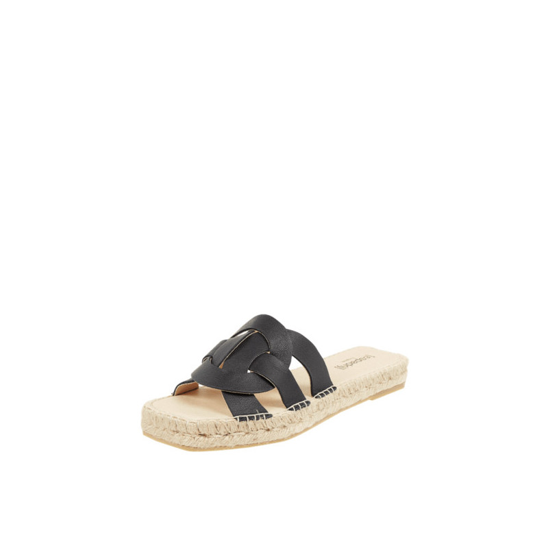 Czarne espadryle Espadrij z płaską podeszwą w stylu casual