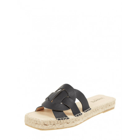 Czarne espadryle Espadrij z płaską podeszwą w stylu casual