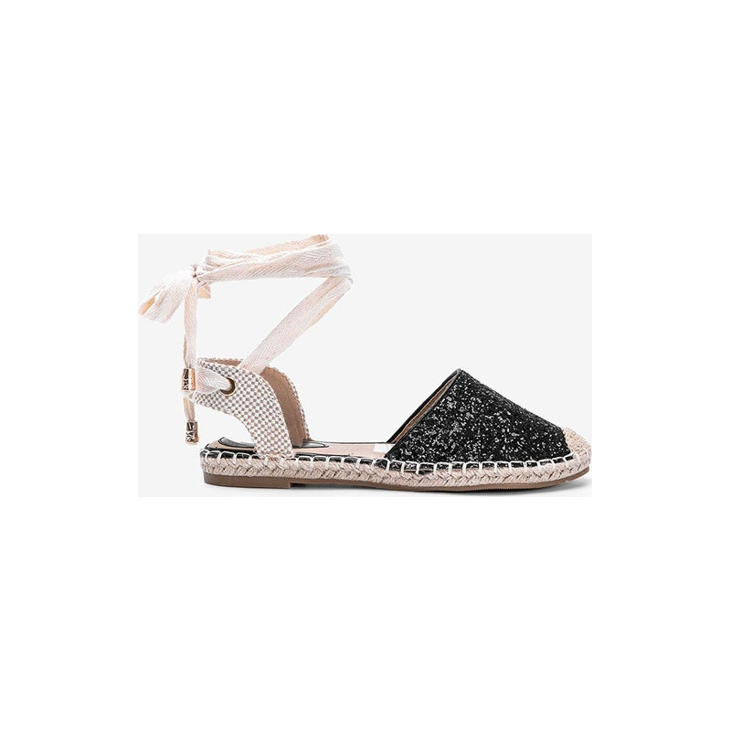 Czarne espadryle Gemre.com.pl z tkaniny z klamrami