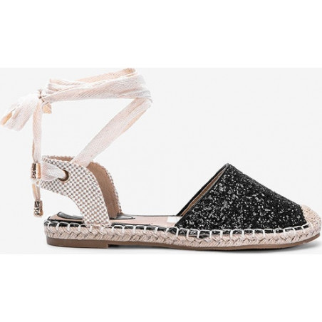 Czarne espadryle Gemre.com.pl z tkaniny z klamrami
