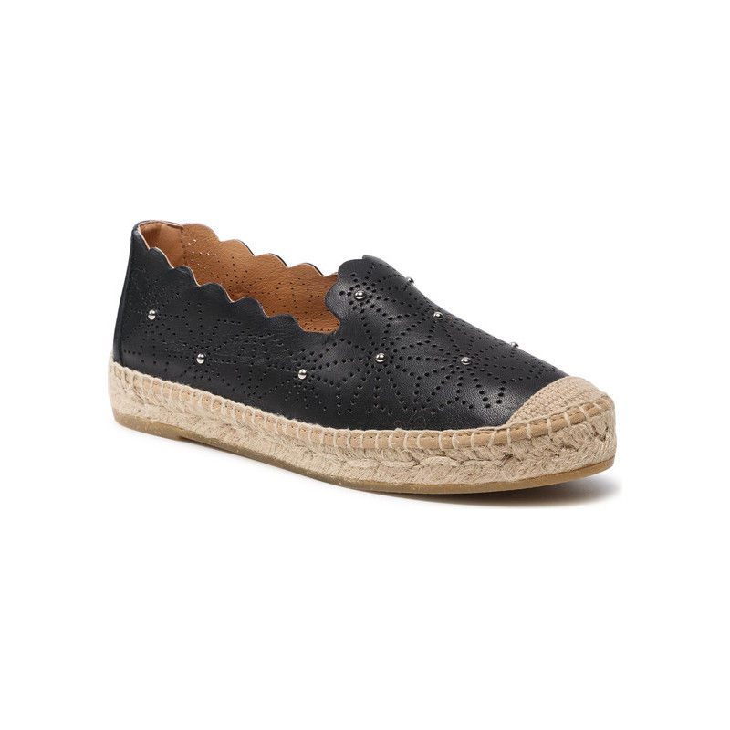 Czarne espadryle Kanna w stylu casual z tkaniny