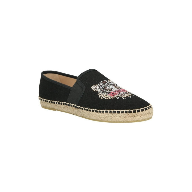 Czarne espadryle Kenzo z tkaniny z płaską podeszwą