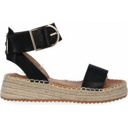 Czarne espadryle Lady Glory na platformie ze skóry ekologicznej