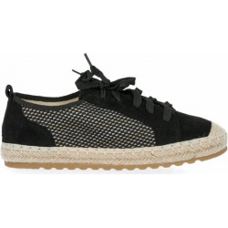 Czarne espadryle Lady Glory z tkaniny sznurowane z płaską podeszwą