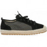Czarne espadryle Lady Glory z tkaniny sznurowane z płaską podeszwą