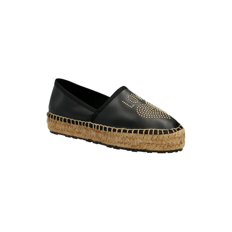 Czarne espadryle Love Moschino w stylu casual ze skóry
