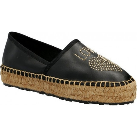 Czarne espadryle Love Moschino w stylu casual ze skóry