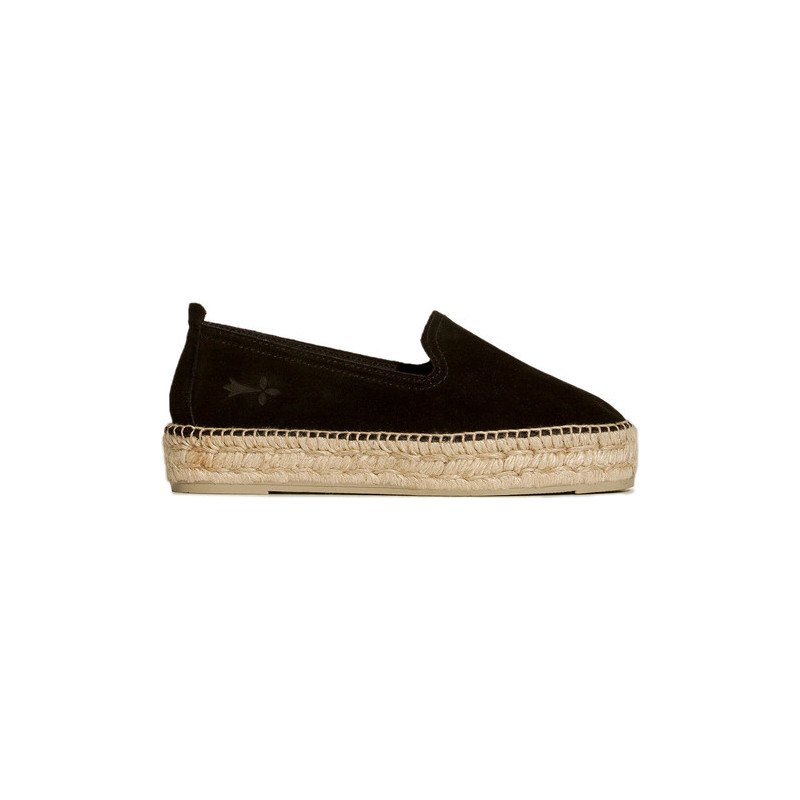 Czarne espadryle Manebi w stylu boho z tkaniny