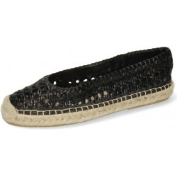 Czarne espadryle Melvin & Hamilton w stylu casual z płaską podeszwą ze skóry