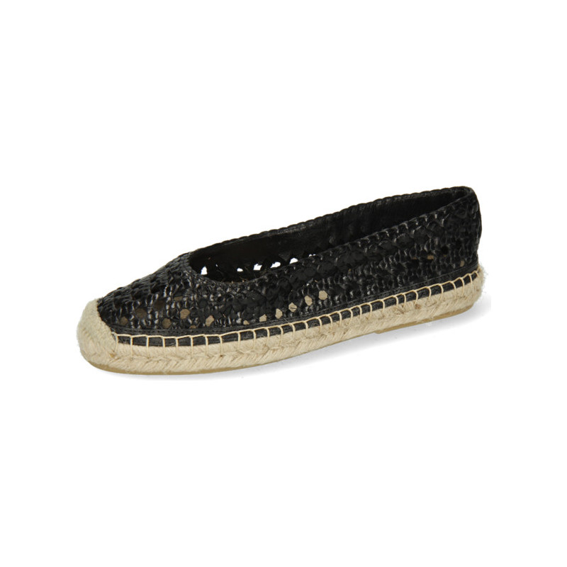 Czarne espadryle Melvin & Hamilton w stylu casual z płaską podeszwą ze skóry